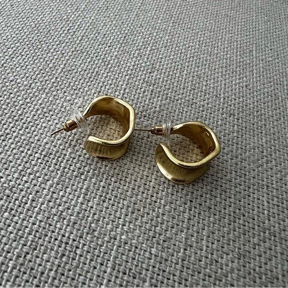 Organic Wide Gold Hoops - Picture 7 of 7